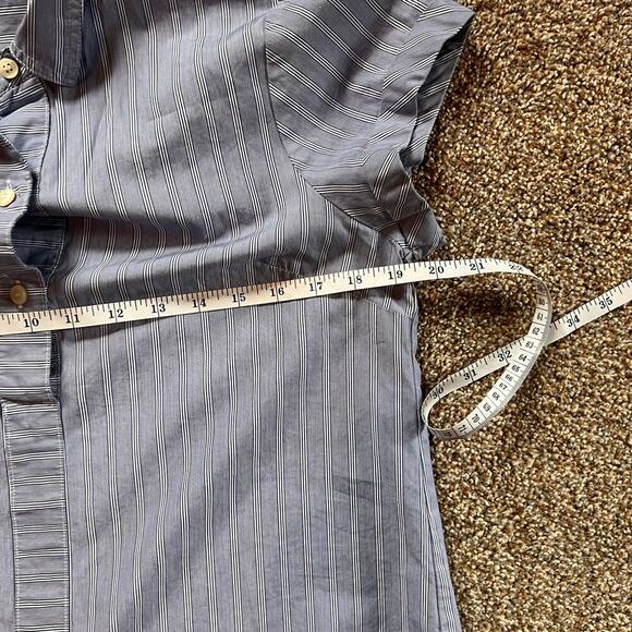 J. Crew Blue Striped Short Sleeve Popover Shirt.  Cotton  Size Medium - Picture 5 of 8